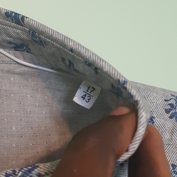 Eleventy Dress Shirt GRAY/blue Made in Italy Men Designer buttoned shirt 17/L - Picture 4 of 8